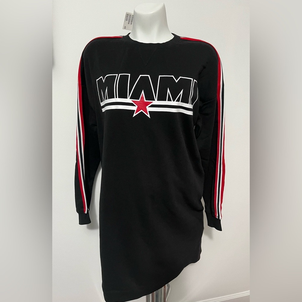 NWT H&M Divided Miami Black Red Sweatshirt Fleece Dress Size 6